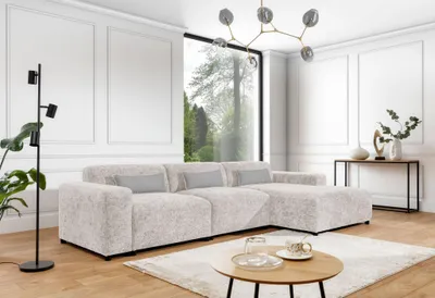Produktbild von Ecksofa Designersofa ROMY MAX in Stoff Enjoy Me Creme Ottomane Rechts