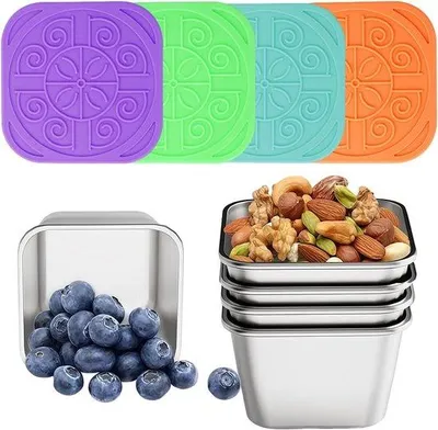 Immagine prodotto di Set di contenitori in acciaio inossidabile 4x60 ml per condimenti per insalata e snack