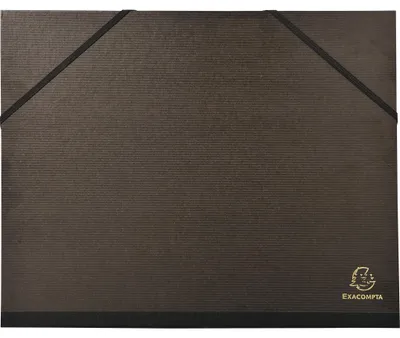 Produktbild von Exacompta 10x Zeichenmappe Gummizug A4 Überbreite Kraft 26x33cm Schwarz 547100E