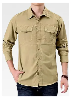 Produktbild von Herren Hemd Safari Langarm Funktionshemd Outdoor Tactical Atmungsaktiv Schnelltrocknend Knopfleistenshirt Button Down Hemden