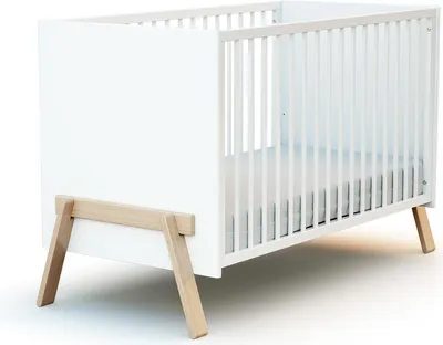 Immagine prodotto di AT4 - Lettino bambini CANAILLE legno - Bianco/Faggio - 60 x 120 - 135 x 64 x 84 cm