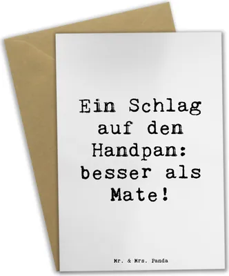 Produktbild von Mr. & Mrs. Panda Grußkarte Spruch Handpan Zauber - Weiß - Geschenk, Klappkarte, Musikinstrument, Musiker, Instrument lernen, Musik, weihnachtskarten, Klangschalen, Klänge