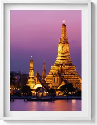Produktbild von Tempel in Bangkok Thailand– Wandbild mit Rahmen – Gerahmtes Bild  – Wanddekoration – 60x80 cm –  Weiß Rahmen