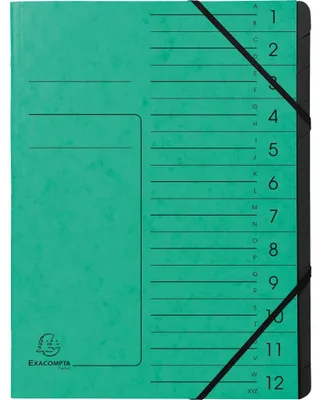 Produktbild von Exacompta Ordnungsmappe 541203E DIN A4 12Fächer Karton grün