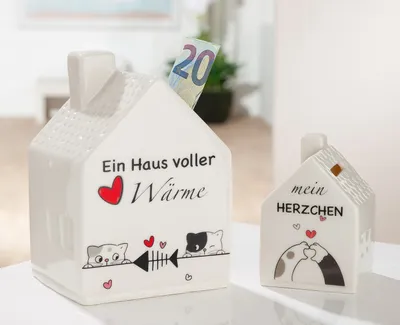 Image de Gilde Spardose, Haus, "Cat Love", Katzenmotiv, Spruch,