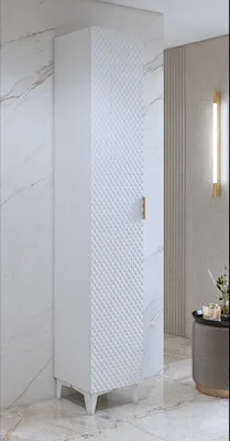 Image de Colonne de salle de bain collection CHIC blanc et doré – Rangement moderne et élégant