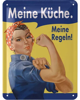Produktbild von LANOLU retro Blechschild Küche, Vintage Schild mit Spruch, Yes We Can, lustige Wanddeko Küche, Poster als Metallschild 15x20cm