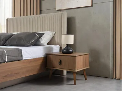 Produktbild von Bett 2x Nachttische 4tlg Schlafzimmer Set Kleiderschrank Design Luxus Modern