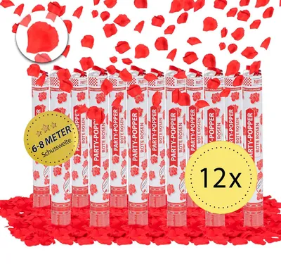 Produktbild von Party Popper 40cm Rote Rosen 12er Set Rosenblätter Hochzeit Liebe Dekoration