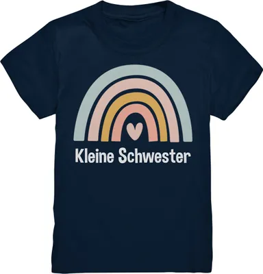 Produktbild von Kleine Schwester Geschenk Regenbogen Kleine Schwester T-Shirt – Navy / 122/128 (7-8)