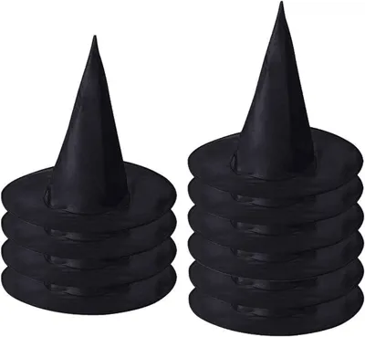 Produktbild von 10er Pack Hexenhut Schwarz Halloween Party Hüte Kostüm Zubehör Kostüm