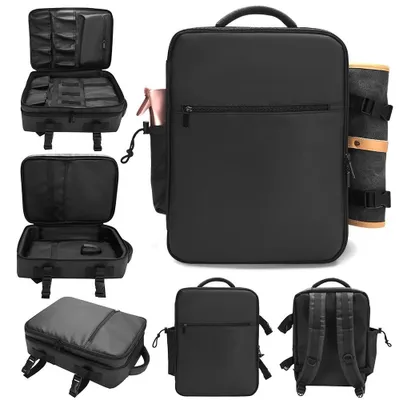 Produktbild von Friseurrucksack mit viel Stauraum für Friseurutensilien schwarz Premi