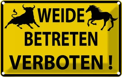 Produktbild von vianmo Blechschild 12x18 cm Weide Betreten verboten Warnschild Hinweisschild Sicherheit Vorsicht