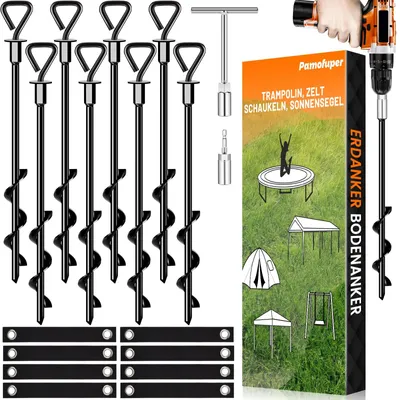 Erdanker-Set mit Gurten, 8 Stück, 35,5 cm, für Trampolin & Co.