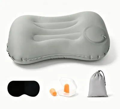 Produktbild von Camping Kissen Aufblasbar Ultraleicht Reisekissen Outdoor Strandkissen Camping Zubehör Reise Gadgets Outdoor Grau