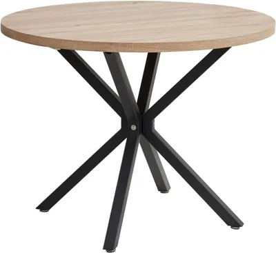 Productafbeelding van Moderne ronde eettafel van MDF met metalen poten voor keuken, eetkamer en woonkamer