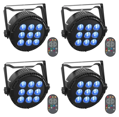 Produktbild von RGBW LED PAR-Scheinwerfer - DMX512 Bühnenbeleuchtung - 4er-Set - 54 W - Regenbogeneffekt - EU-Stecker