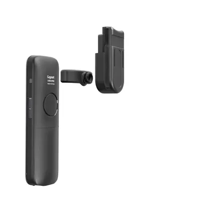 A black Gigaset S700H PRO belt clip and its accessory are shown against a white background.
