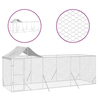 Produktbild von Outdoor-Hundezwinger mit Dach Silber 6x2x2,5 m Verzinkter Stahl