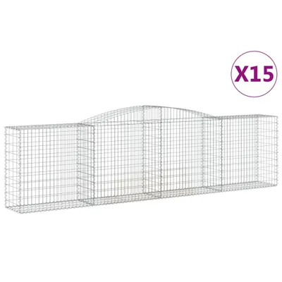 Produktbild von Gabionen mit Hochbogen 15 Stk 400x50x100/120cm Verzinktes Eisen