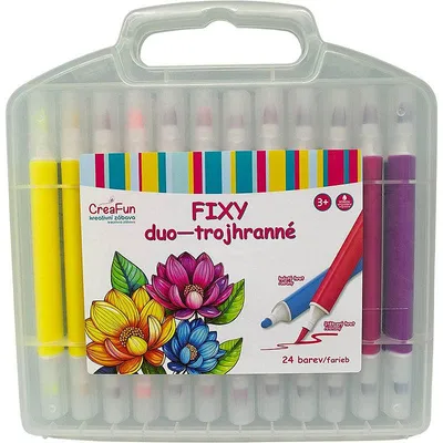 Productafbeelding van CreaFun - Viltstiften DUO, driehoekig, 24 kleuren
