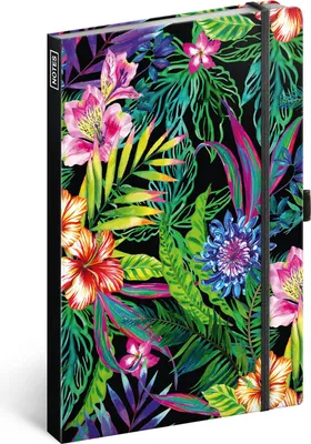 Produktbild von Notizbuch mit Gummiband liniert - Notizblock für Frauen und Mädchen - Tagebuch Journal Notebook für Schule und Arbeit (Tropical)