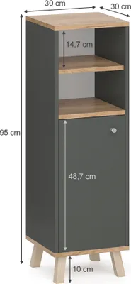 Image de Meuble salle de bain Vicco Senyo Anthracite 30x95cm, Model 36363