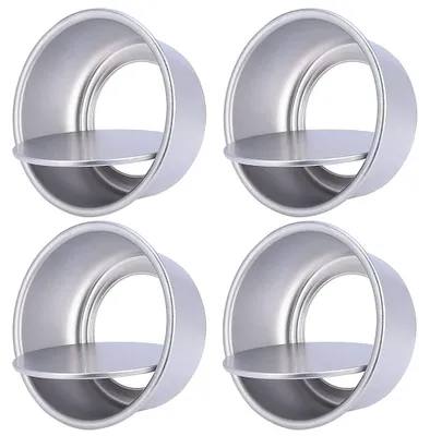 4 runde Kuchenformen aus Aluminium, 11,6 cm, herausnehmbarer Boden