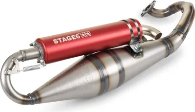 Obrázek produktu pro Výfukový systém Stage6 Pro Replica MK2, červený, s homologací (ABE) pro skútr Peugeot Jet-Force C-Tech 50
