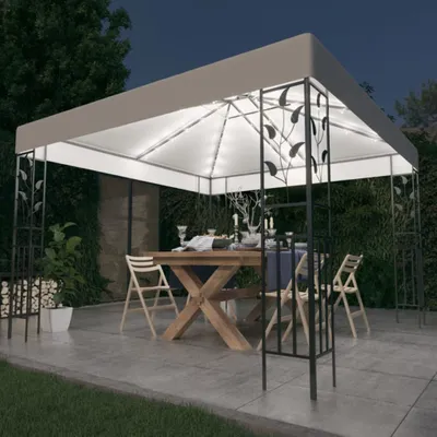 Produktbild von The Living Store Pavillon mit LED-Lichterkette 3x3 m Weiß