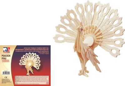 Produktbild von Holz 3D Puzzle - Pfau