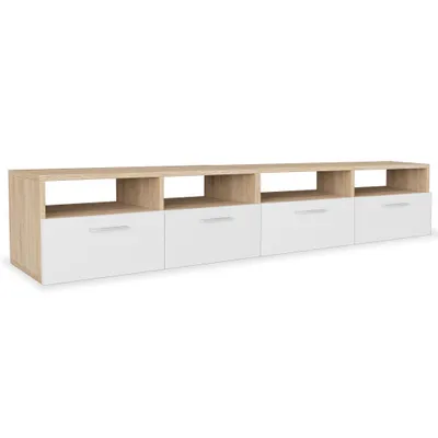 Produktbild von 2 Stk. TV-Schränke Holzwerkstoff 95x35x36 cm Eiche und Weiß