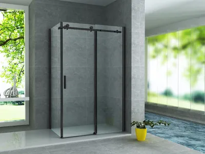 Produktbild von Aloni Duschkabine Schiebetür schwarz matt 8mm 90x140x195cm