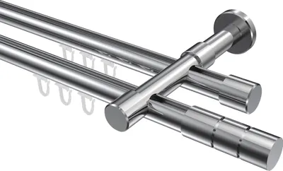 Produktbild von Interdeco Innenlaufstange / Gardinenstange mit Innenlauf Chrom, Typ Prestige Elanto (Rillenzylinder), 20 mm Ø 2-läufig, 540 cm
