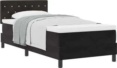 Obrázok produktu pre Posteľ s pružinovým rámom s matracmi Čierna 90 x 200 cm Zamat