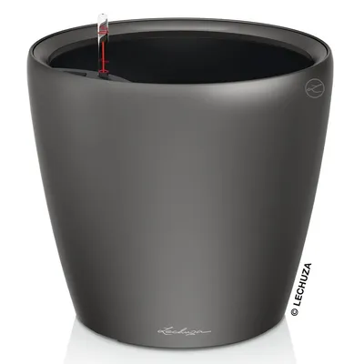 Produktbild von LECHUZA-Pflanzgefäß CLASSICO Premium LS 21 Anthrazit Metallic | Pflanzgefäß mit Bewässerungssystem | Metallic-Oberfläche | Ø 22 x 20 cm | 16023