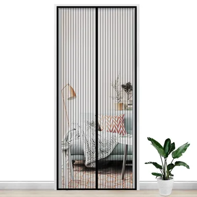Produktbild von Magnet Fliegengitter Tür 90x210cm Schwarz Insektenschutz ohne Bohren Polyester