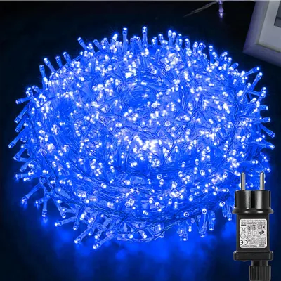 Immagine prodotto di 100M 800LEDs, 8 modalità di luce, luci natalizie a LED, luci fiabesche elettricità cavo trasparente, luce per decorazione interna, illuminazione per feste, blu