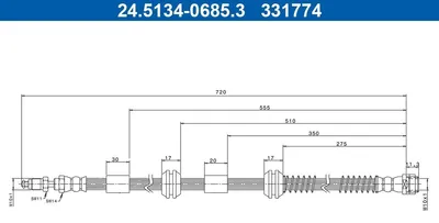 Produktbild von ATE 24.5134-0685.3 Bremsschlauch Vorne für VW Touareg (7LA, 7L6, 7L7)