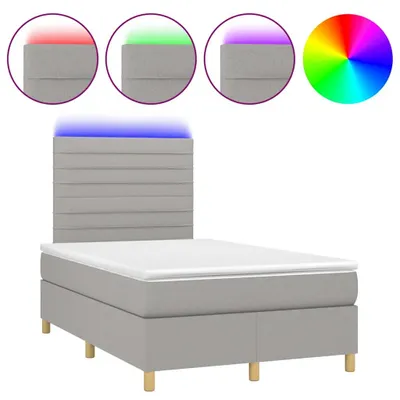 Produktbild von vidaXL Boxspringbett mit Matratze & LED Hellgrau 120x190 cm Stoff
