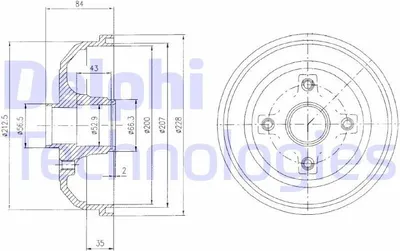 Produktbild von 2x DELPHI Bremstrommel BF471 für OPEL Corsa C Schrägheck (X01)