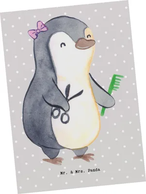 Produktbild von Mr. & Mrs. Panda Grußkarte Hairstylistin Herz - Grau Pastell - Geschenk, Friseursalon, Haare Schneiden, Fotokarte, Färben, Ansichtskarte, Frisörin, Postkarten, Postkarte