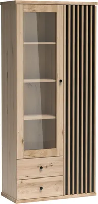 Obrázok produktu pre Vysoká vitrína ORURO - dub artisan / čierna