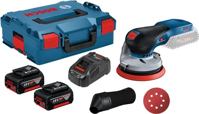 Immagine prodotto di Levigatrice rotorbitale a batteria GEX 18V-125 Bosch / 2 batterie da 5,0 Ah + caricabatterie in L-Boxx