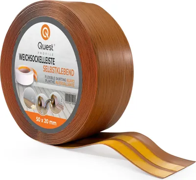 Produktbild von QUEST Selbstklebende PVC-Sockelleiste 50x20mm Eiche rustikal, 1m