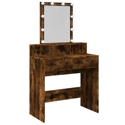 Produktbild von Schminktisch mit LED-Beleuchtung Räuchereiche 80x41x144,5 cm