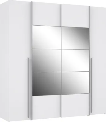 Produktbild von Furniture24 Kleiderschrank Narago Nrgs32512-120 Schwebetürenschrank Mit Drehtüren 200.1 X 190.5 X 61.2 Cm Weiß