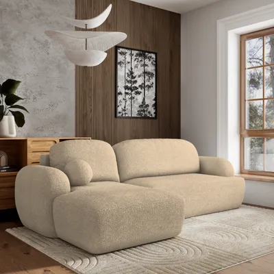 Produktbild von Masseno Ecksofa MODENZA N L-S mit Schlaffunktion L-Form, Sofa mit Bettkasten, Wohnzimmersofa, Couch, Soffa, Bettsofa, Couchgarnitur- Creme, NOW OR NEVER 02