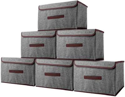 Produktbild von Azomor® Set von 6 faltbaren Stoff-Aufbewahrungsboxen mit Deckel für effiziente Organisation