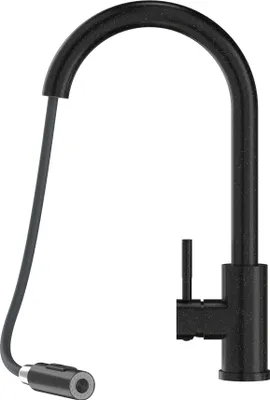 Produktbild von Granitan | SNAKE SLIM - Küchenarmatur - Ausziehbarer Auslauf - 360° schwenkbar - Schwarz - Edelstahl - Keramikkopf